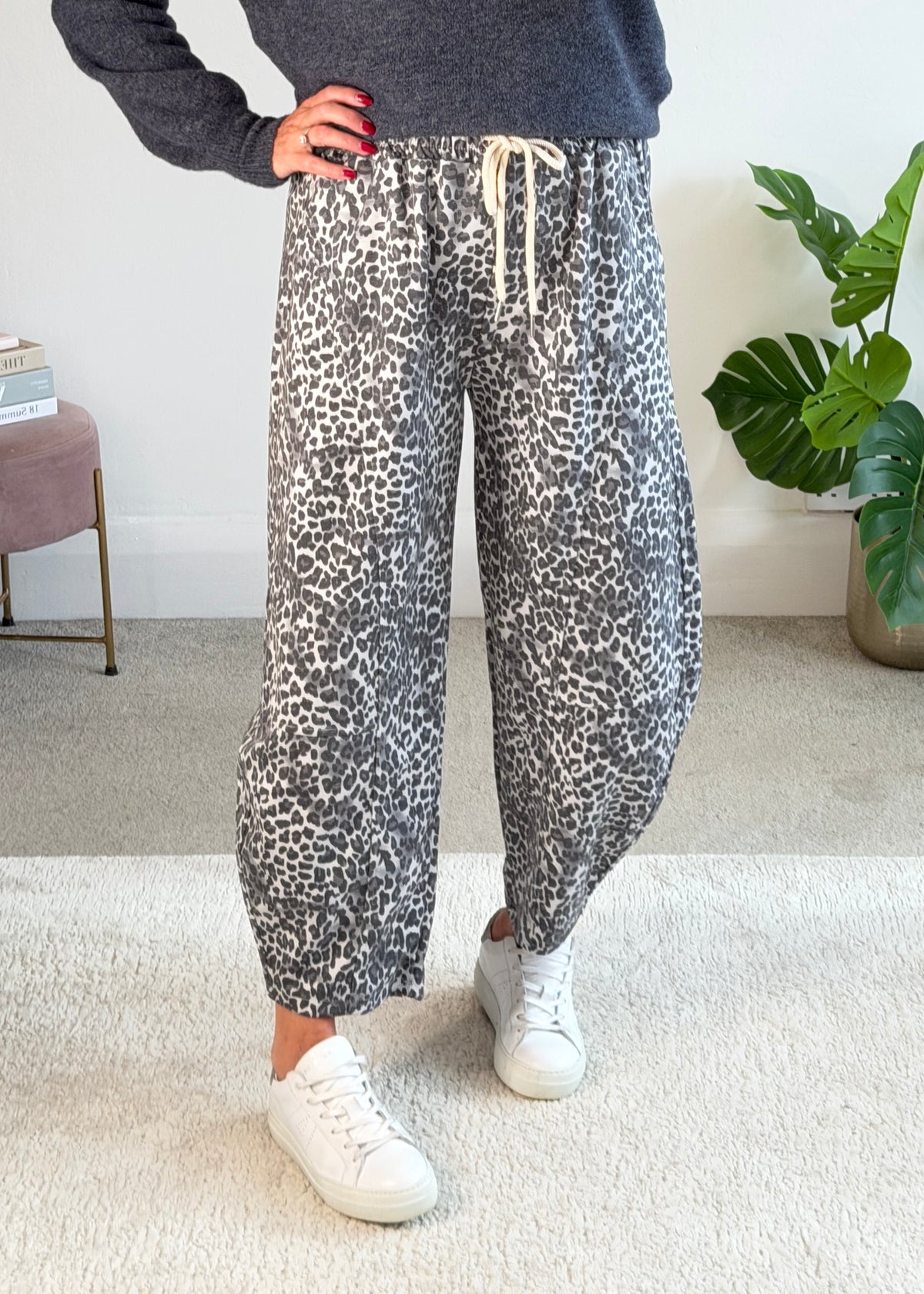 Small Leopard Print Barrel Joggers