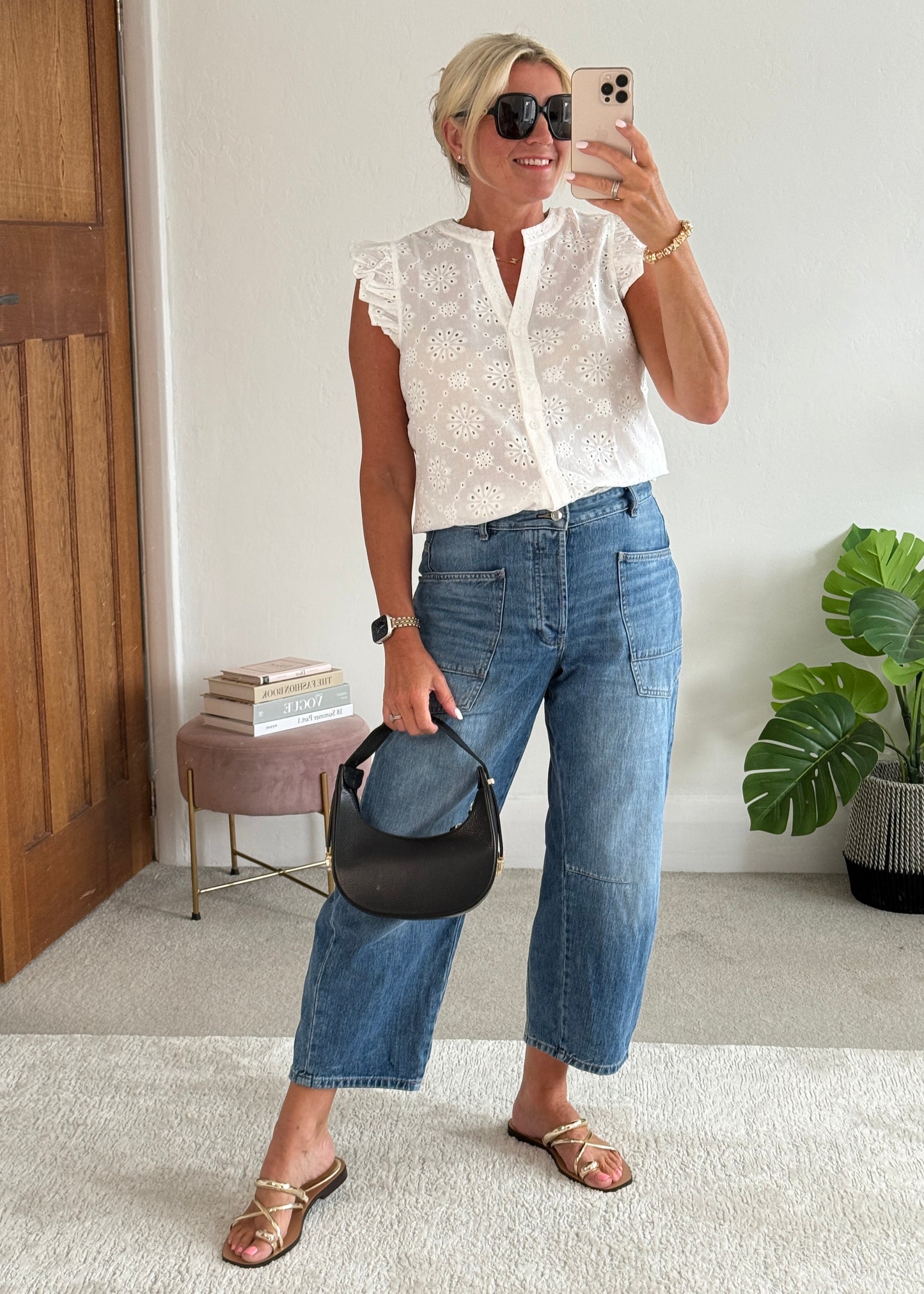White Floral Broderie Anglaise Blouse