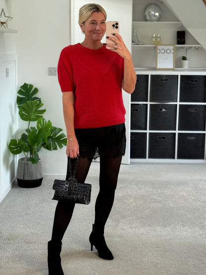 Mocha Fluffy S/S Jumper