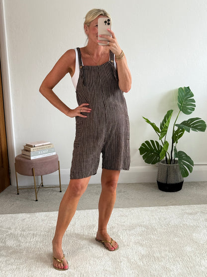Chocolate Stripe Dungaree Playsuit