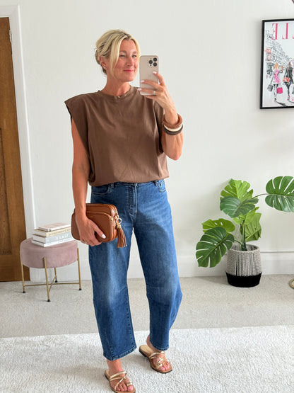 Chocolate Structured Shoulder T-Shirt