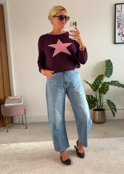 Plum/Pink Cashmere Mix Star Jumper