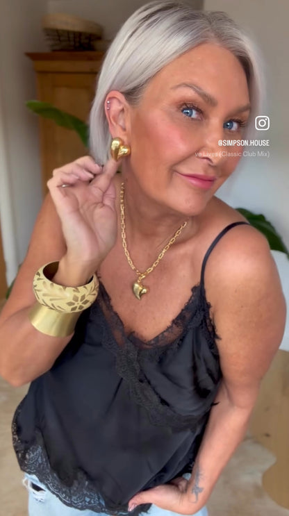 Black Satin Lace Asymmetric Cami Top