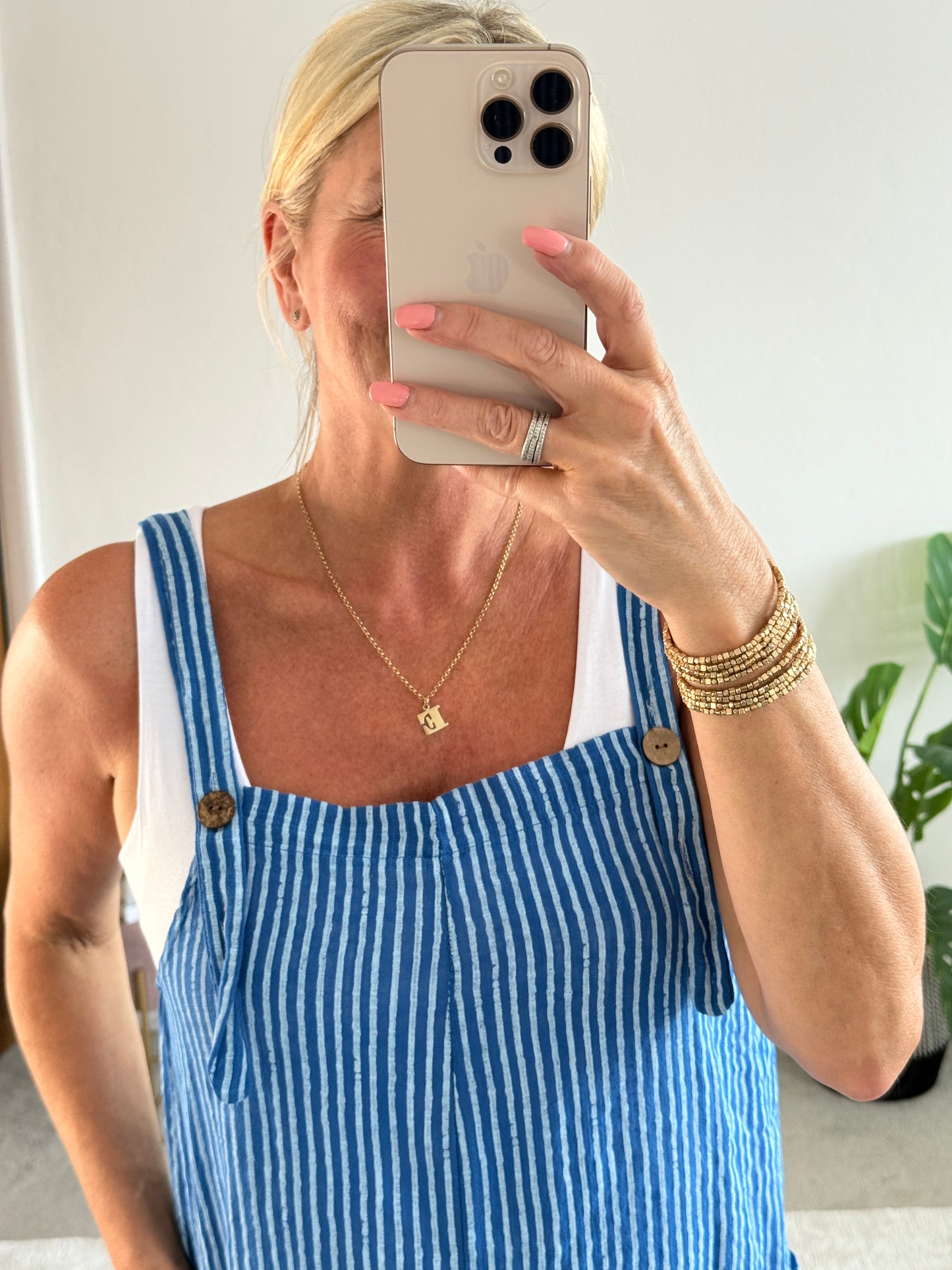 Cobalt Stripe Dungaree Playsuit