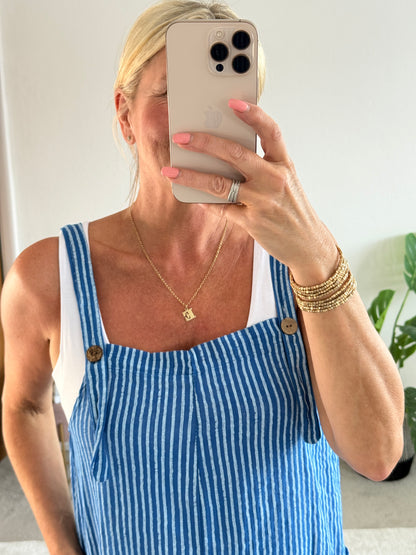 Cobalt Stripe Dungaree Playsuit