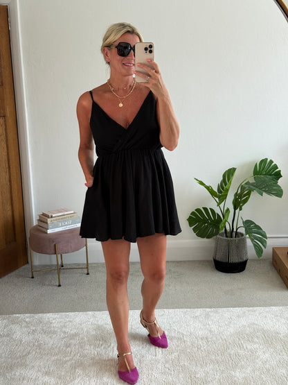 Black V-Neck Playsuit