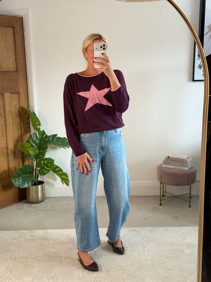 Plum/Pink Cashmere Mix Star Jumper