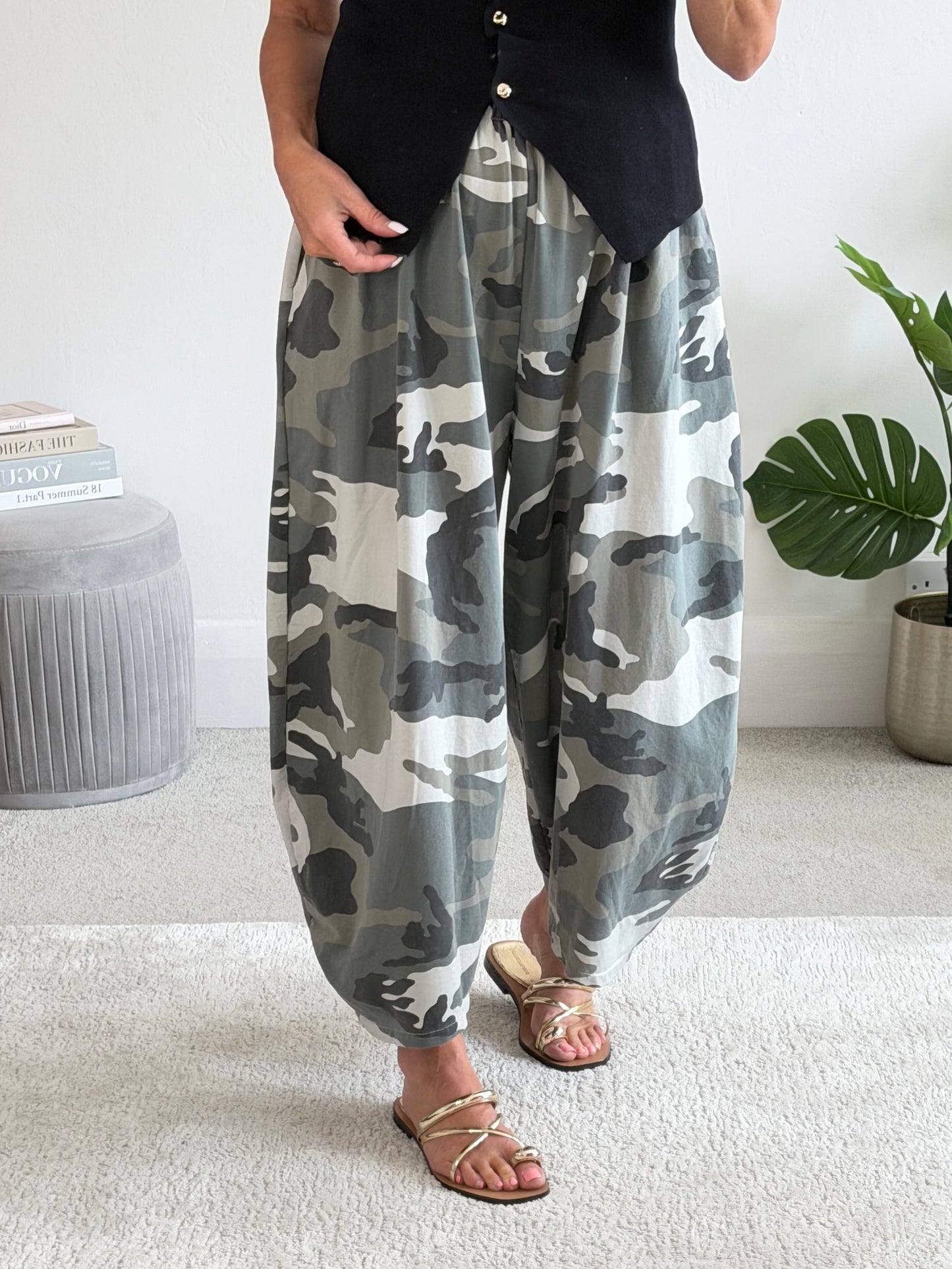 Camouflage Print Cocoon Trousers
