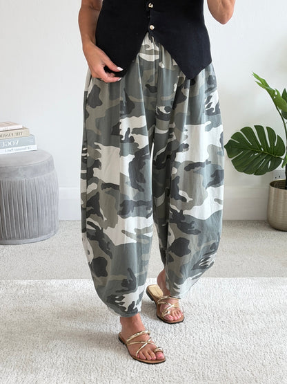 Camouflage Print Cocoon Trousers