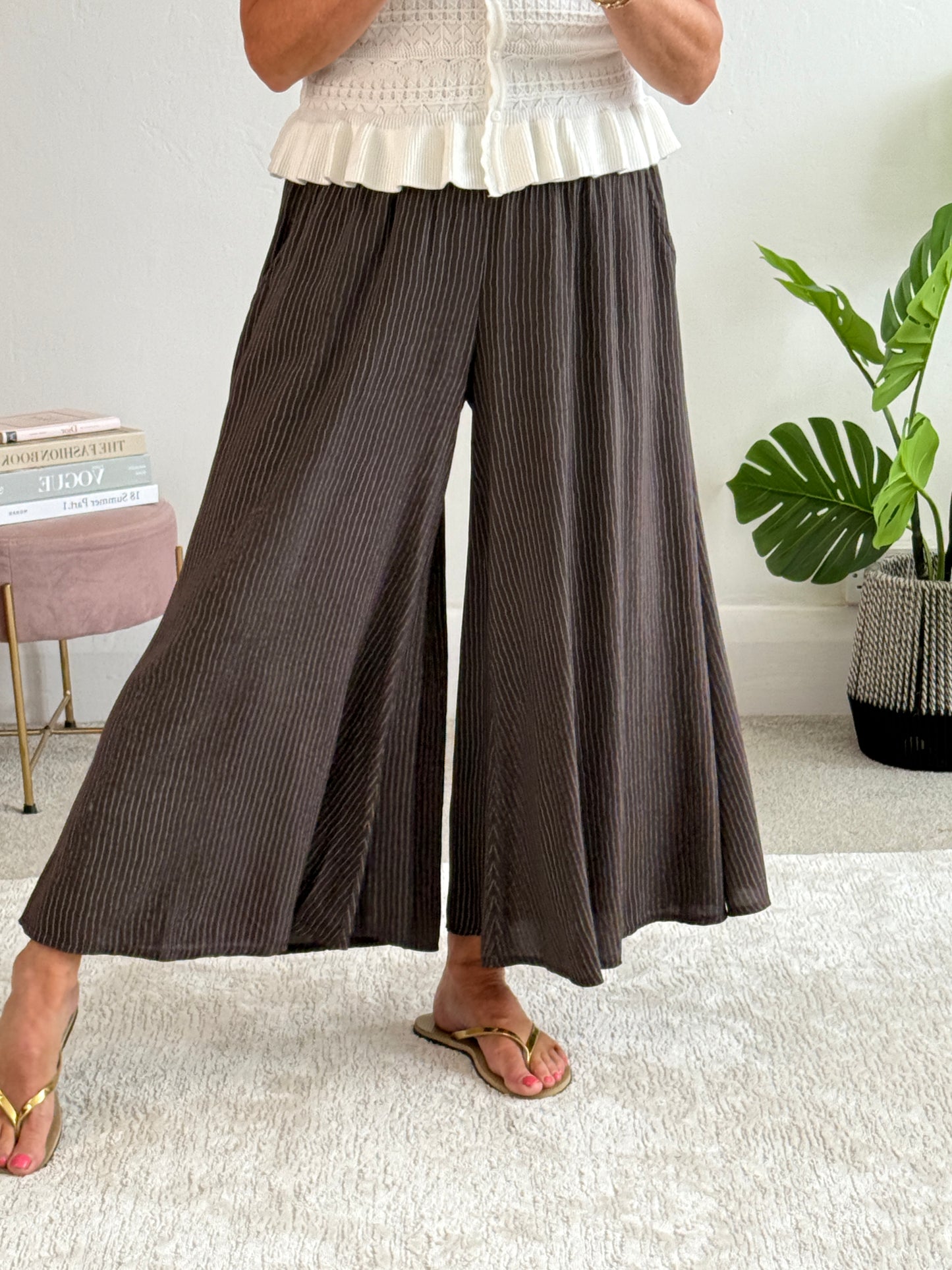 Chocolate Stripe Palazzo Culottes