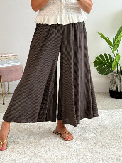 Chocolate Stripe Palazzo Culottes