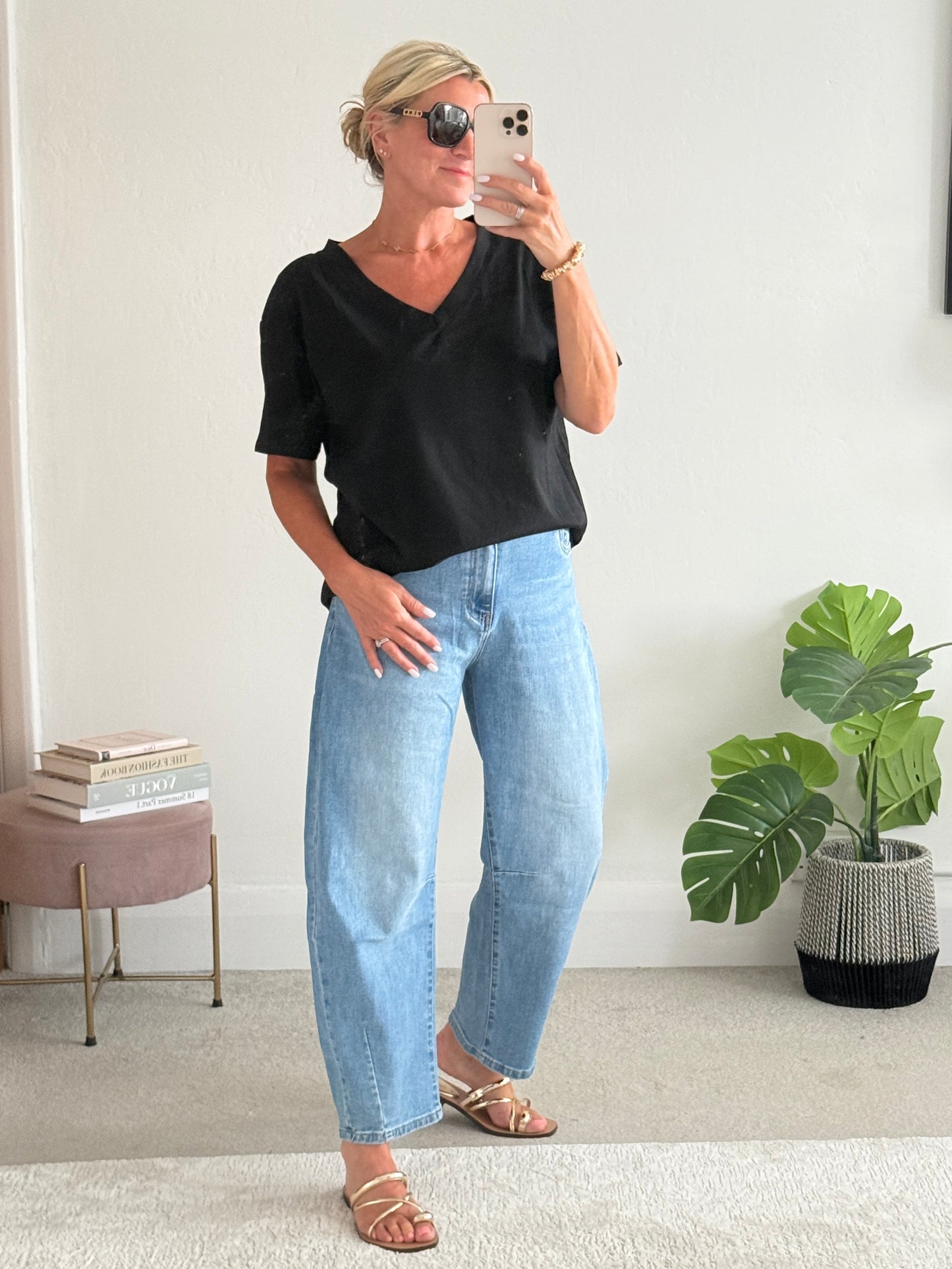 Black Relaxed V-Neck T-Shirt
