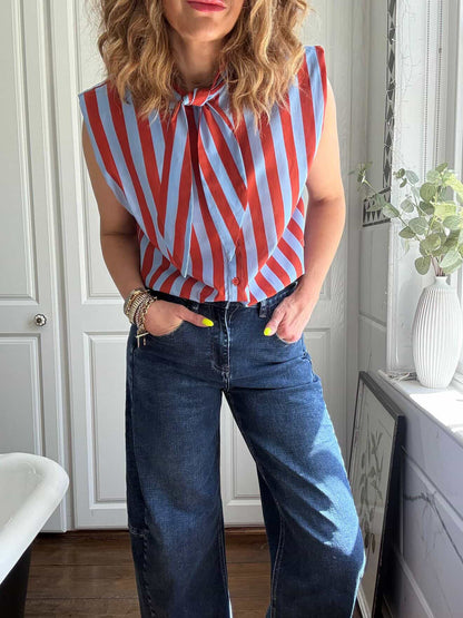 Dark Denim Barrel Leg Panel Jeans