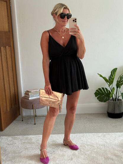 Black V-Neck Playsuit