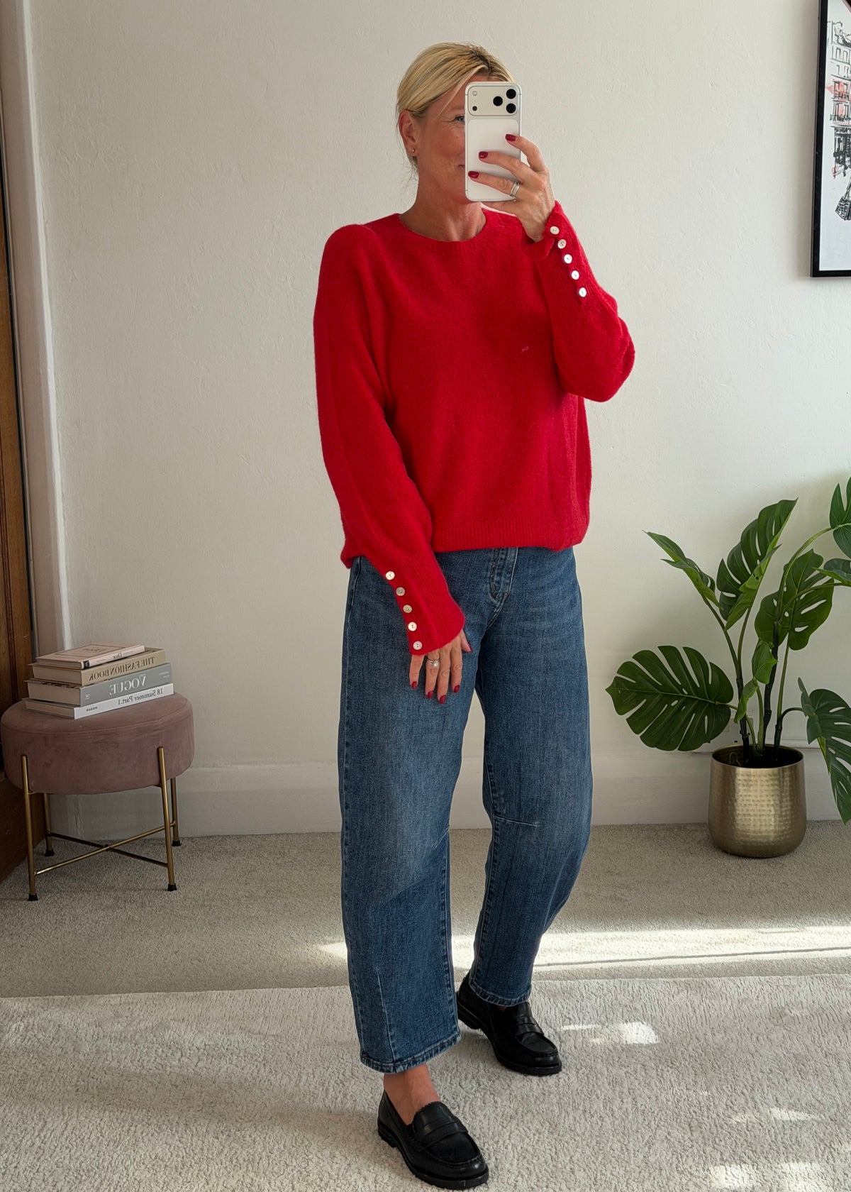 Chocolate Alpaca Mix Button Cuff Jumper
