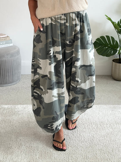 Camouflage Print Cocoon Trousers