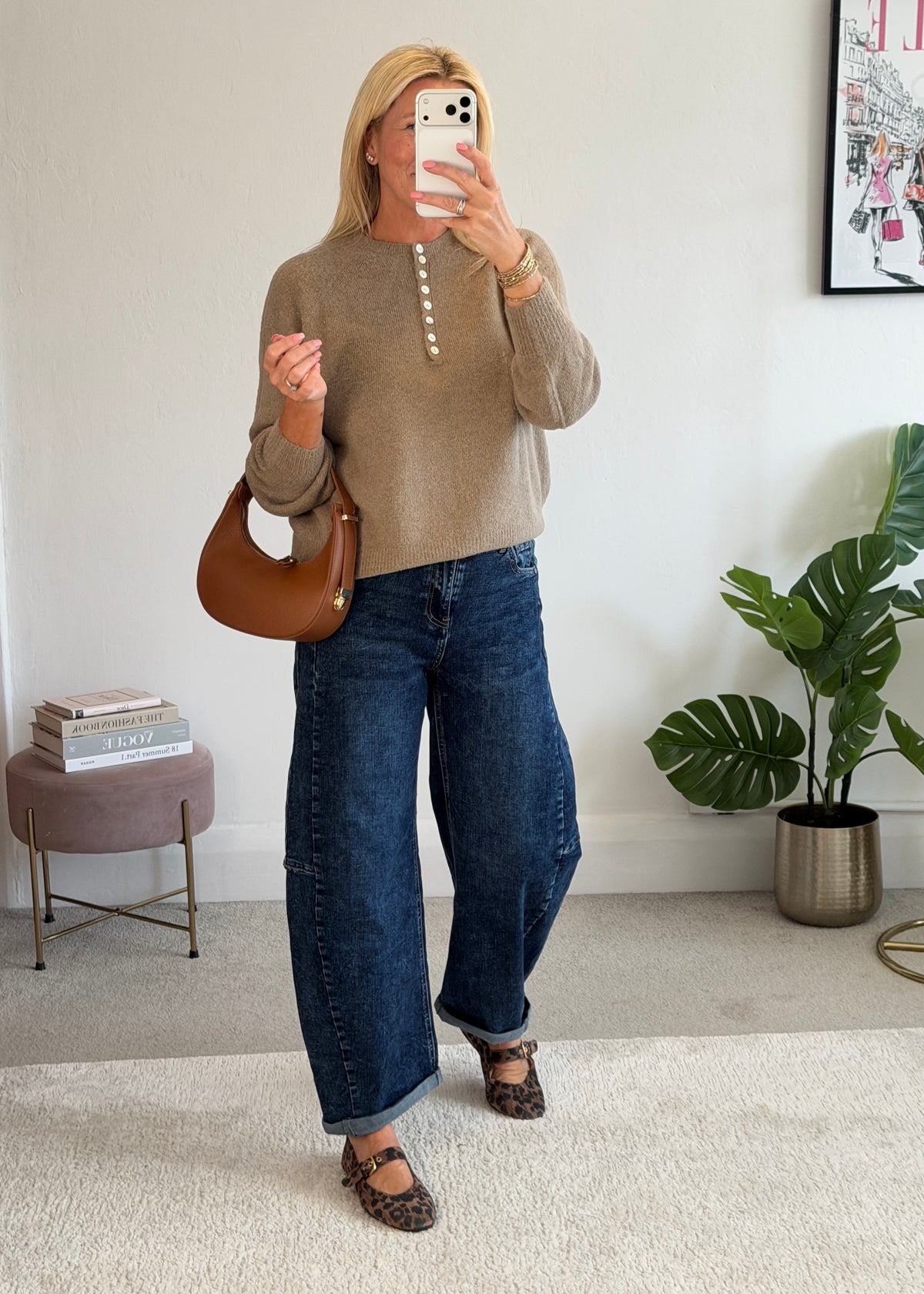 Mocha Alpaca Mix Button Jumper