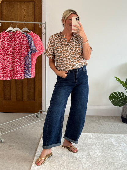 Dark Denim Barrel Leg Panel Jeans