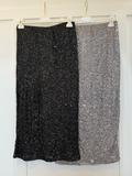 Italian Black Sequin Pencil Skirt