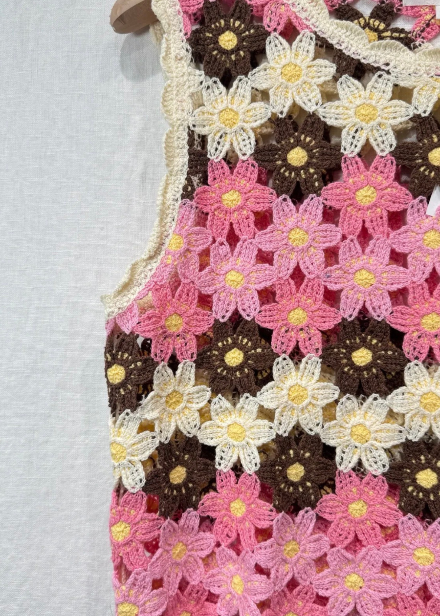 Blue/Green Daisy Crochet Knit Tank Top