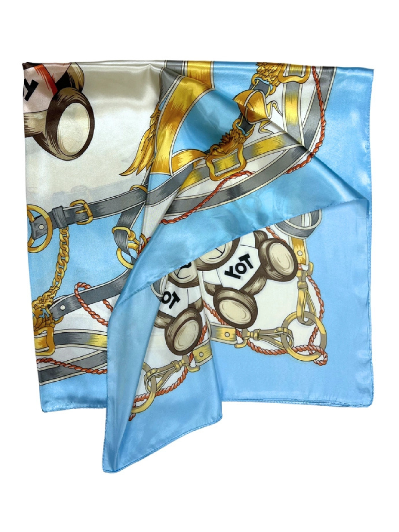Navy Bear Pattern Silk Touch Square Scarf