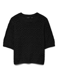 Black Crochet Short Sleeve Jumper