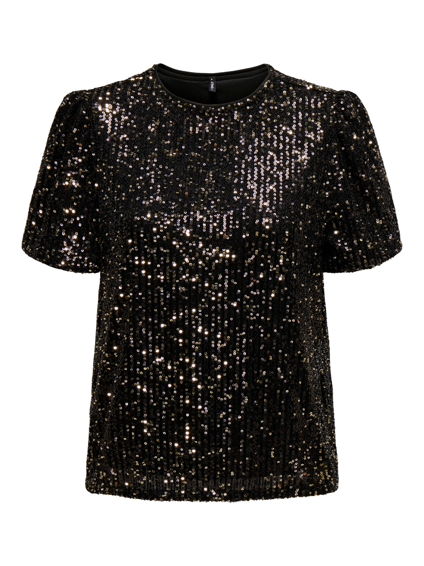 Lana Black/Gold Sequin Puff Sleeve Top