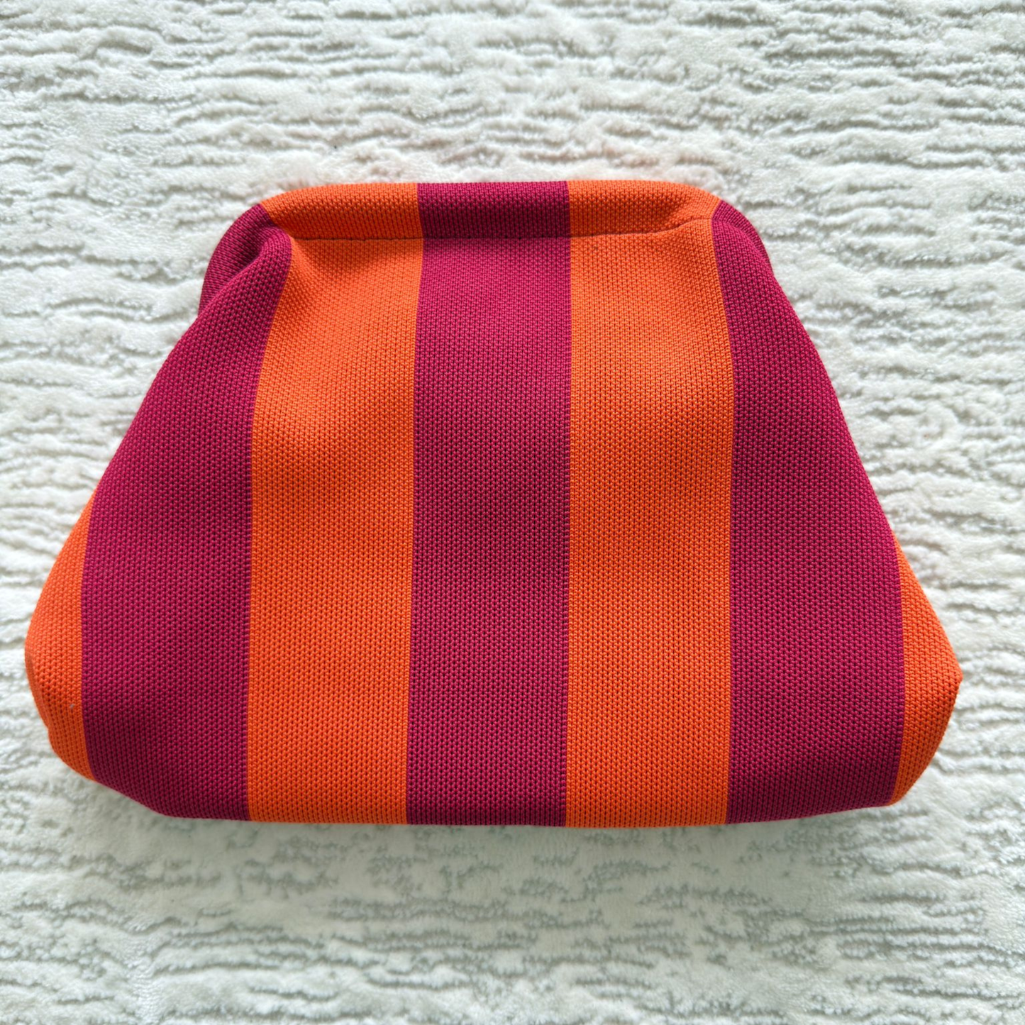 Orange/Pink Woven Stripe Soft Pouch Clutch Bag