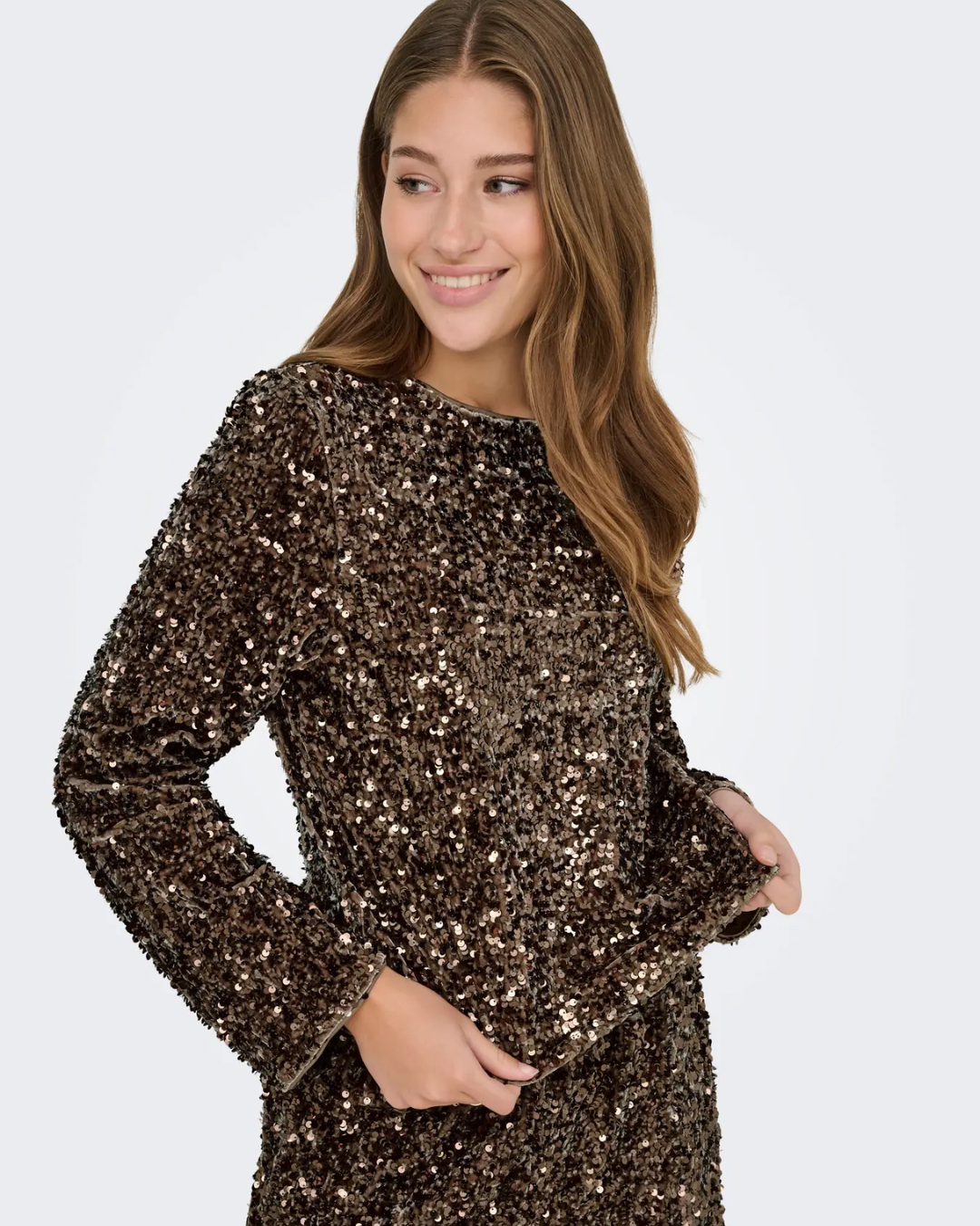 Black Sequin Satin Bow Back Top