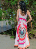 Melina Coral Strappy Contrast Back Maxi Dress