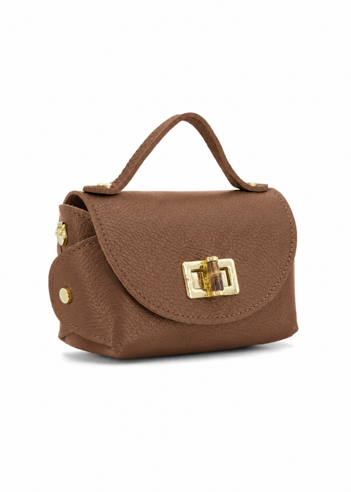 Red Bamboo Twist Lock Leather Mini Bag