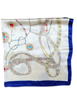 Navy Tassel Pattern Silk Touch Square Scarf