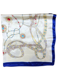 Navy Tassel Pattern Silk Touch Square Scarf