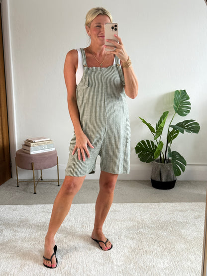 Khaki Stripe Dungaree Playsuit