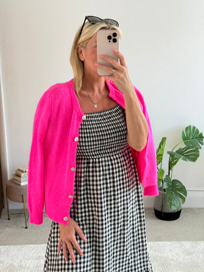 Black/White Gingham Bardot Maxi Dress