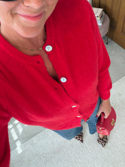 Khaki Alpaca Mix Button Cardigan