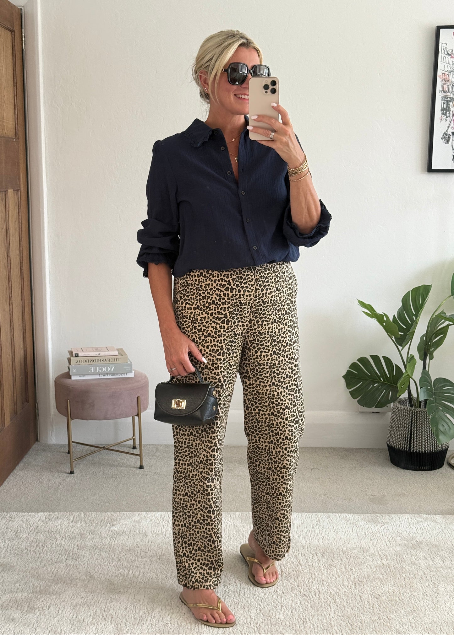 Leopard Print Straight Leg Trousers