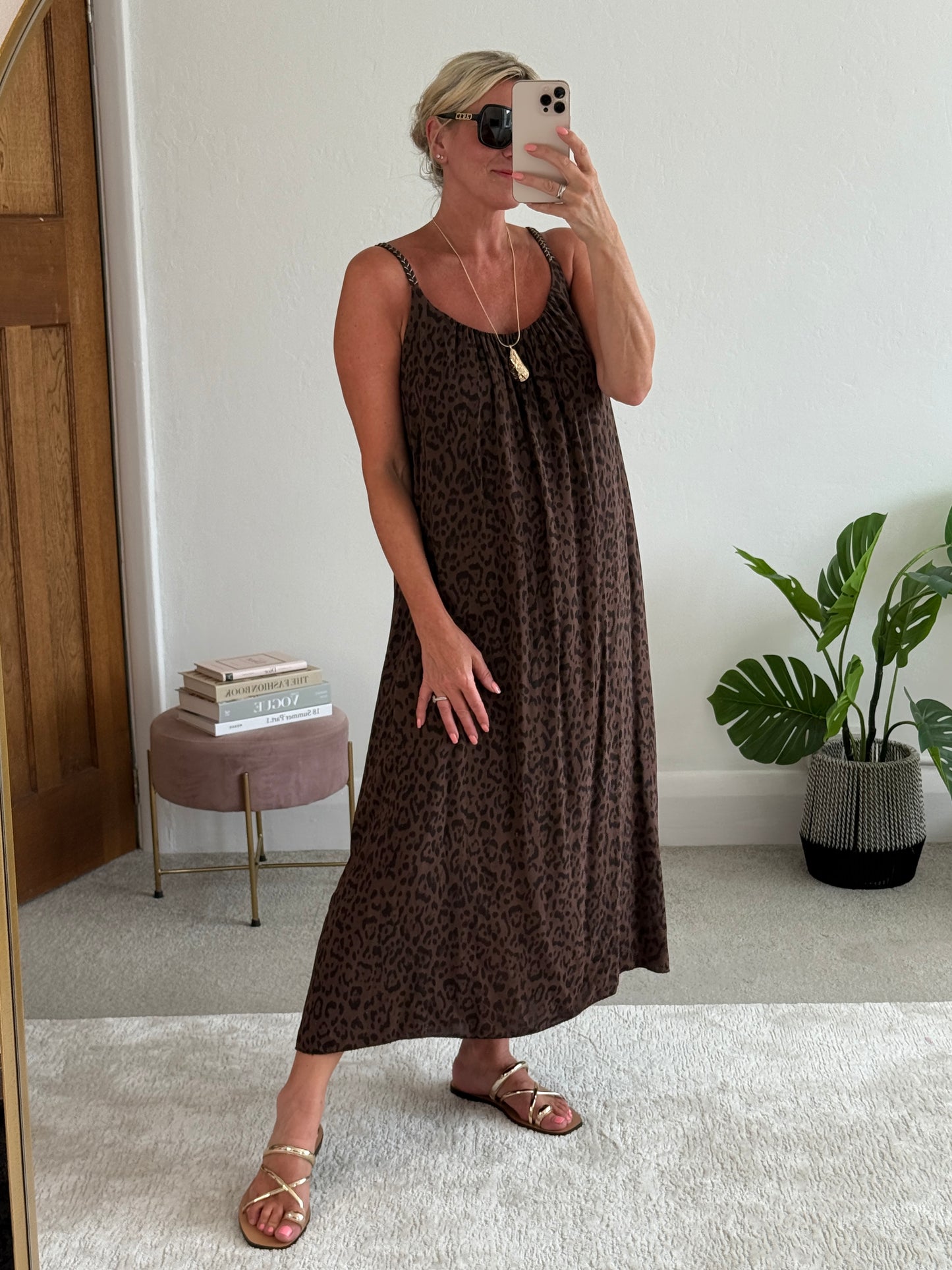 Chocolate Plaited Strap Leopard Maxi Dress 🐆