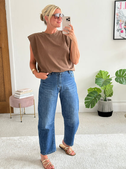 Chocolate Structured Shoulder T-Shirt