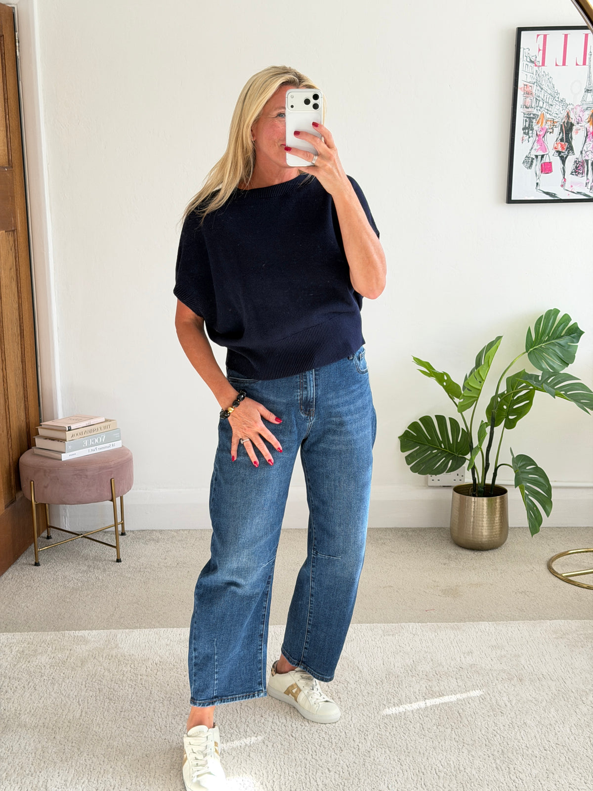Navy S/Sleeve Batwing Jumper