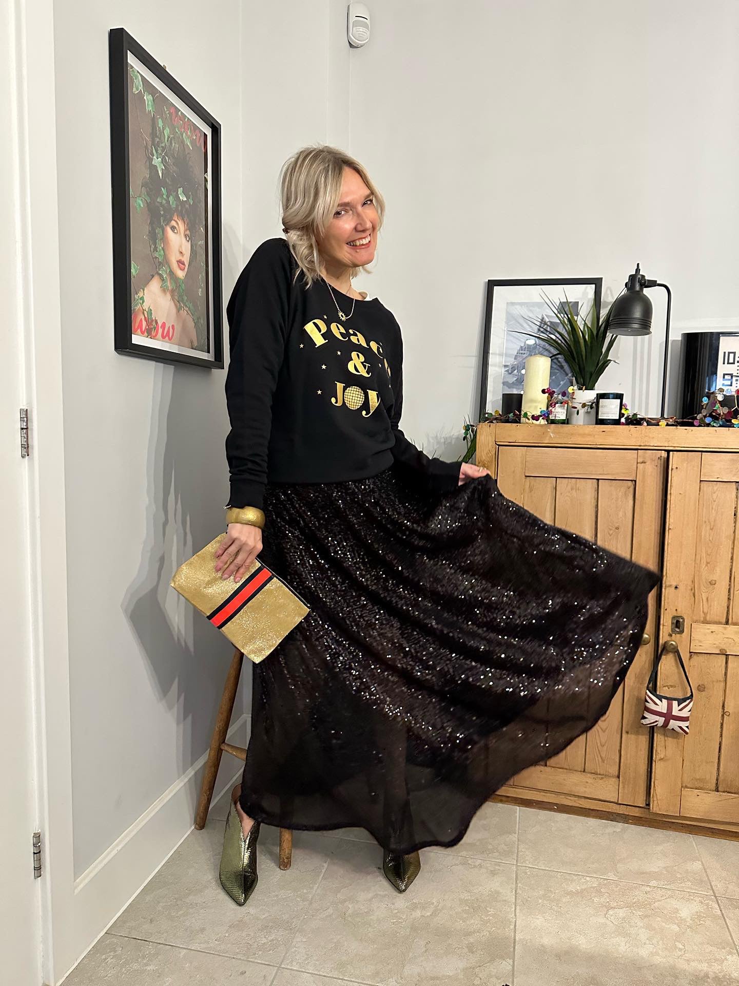 Black Sequin Maxi Skirt