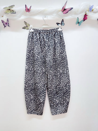 Grey Leopard Barrel Joggers