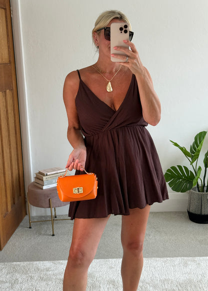 Chocolate V-Neck Playsuit