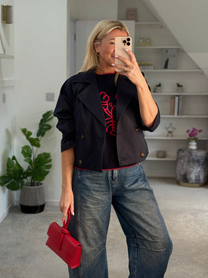 Navy Trench Style Jacket