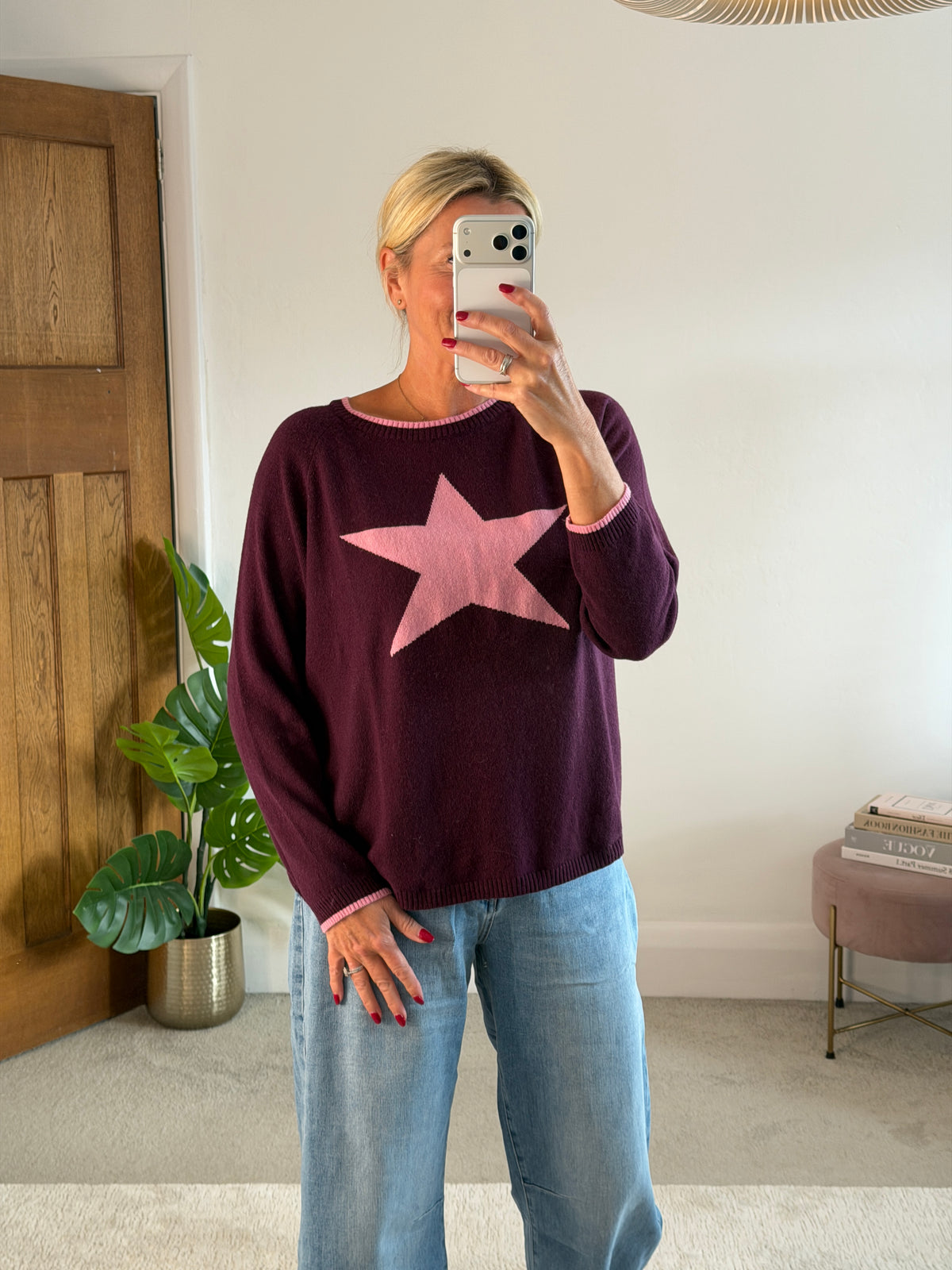 Plum/Pink Cashmere Mix Star Jumper