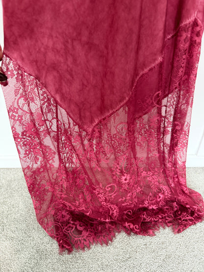 Black Satin Lace V-Neck Maxi Slip Dress