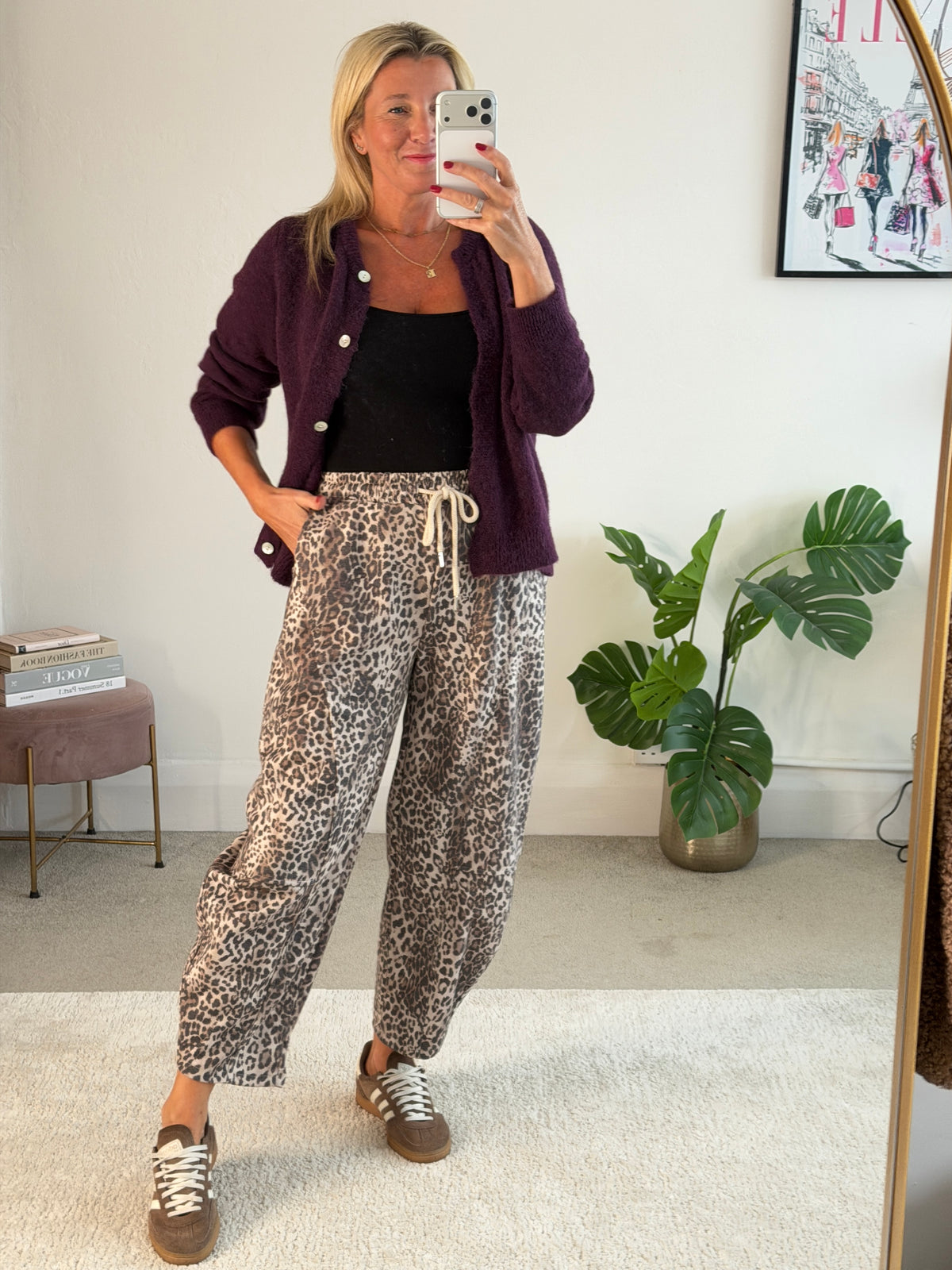Small Leopard Print Barrel Joggers