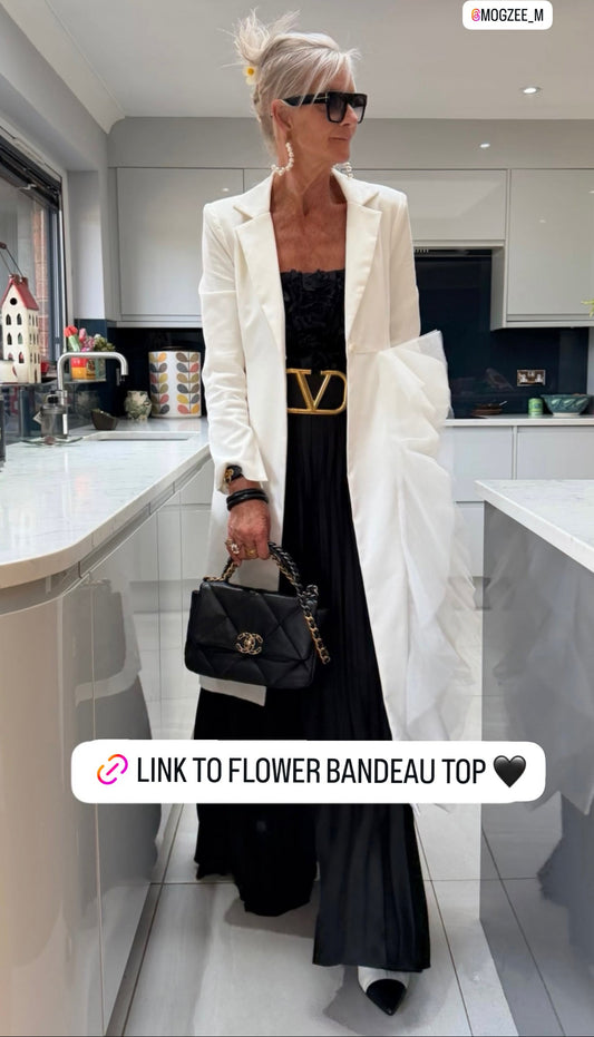 Black 3D Floral Bandeau Top