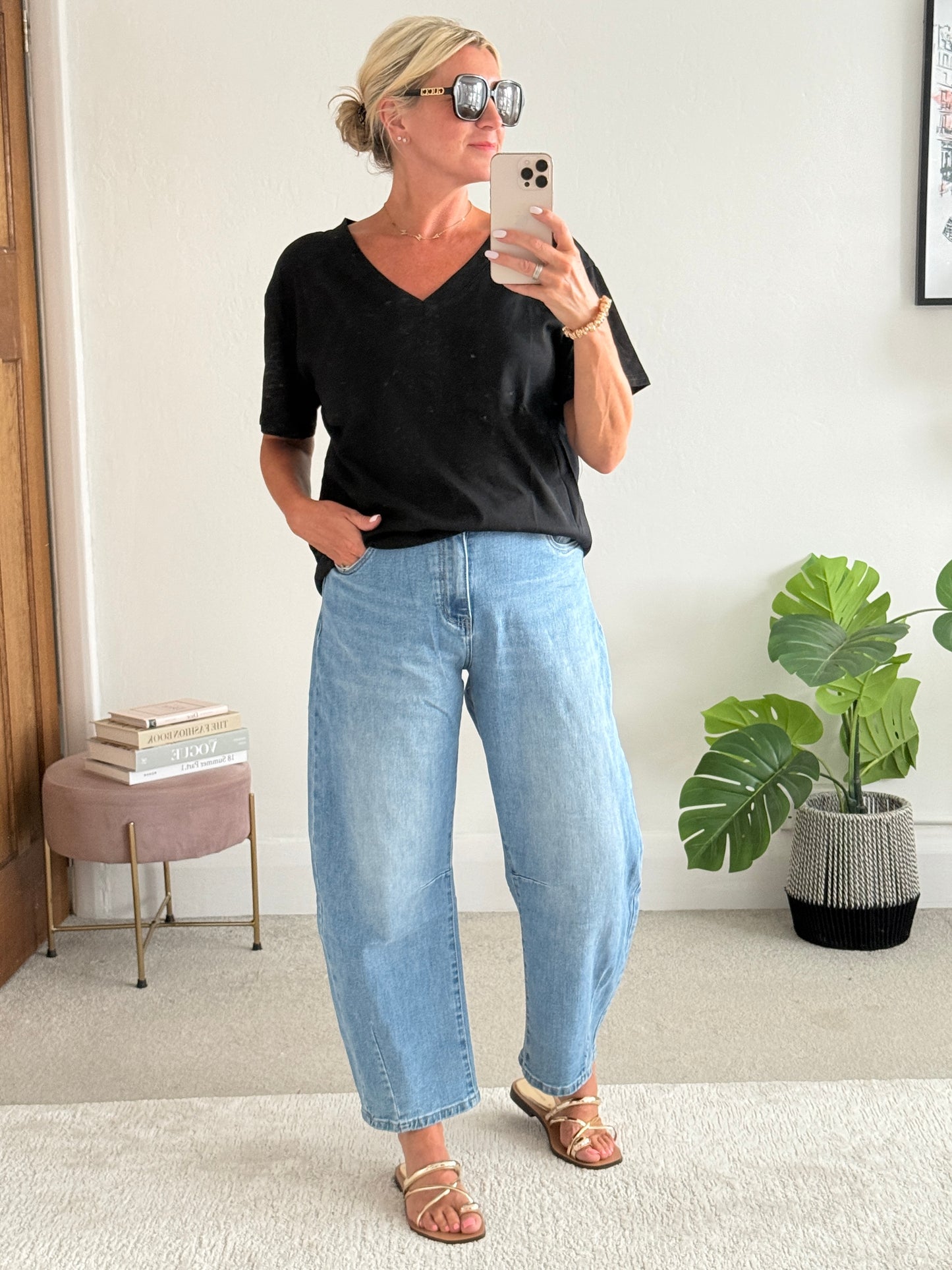 Black Relaxed V-Neck T-Shirt