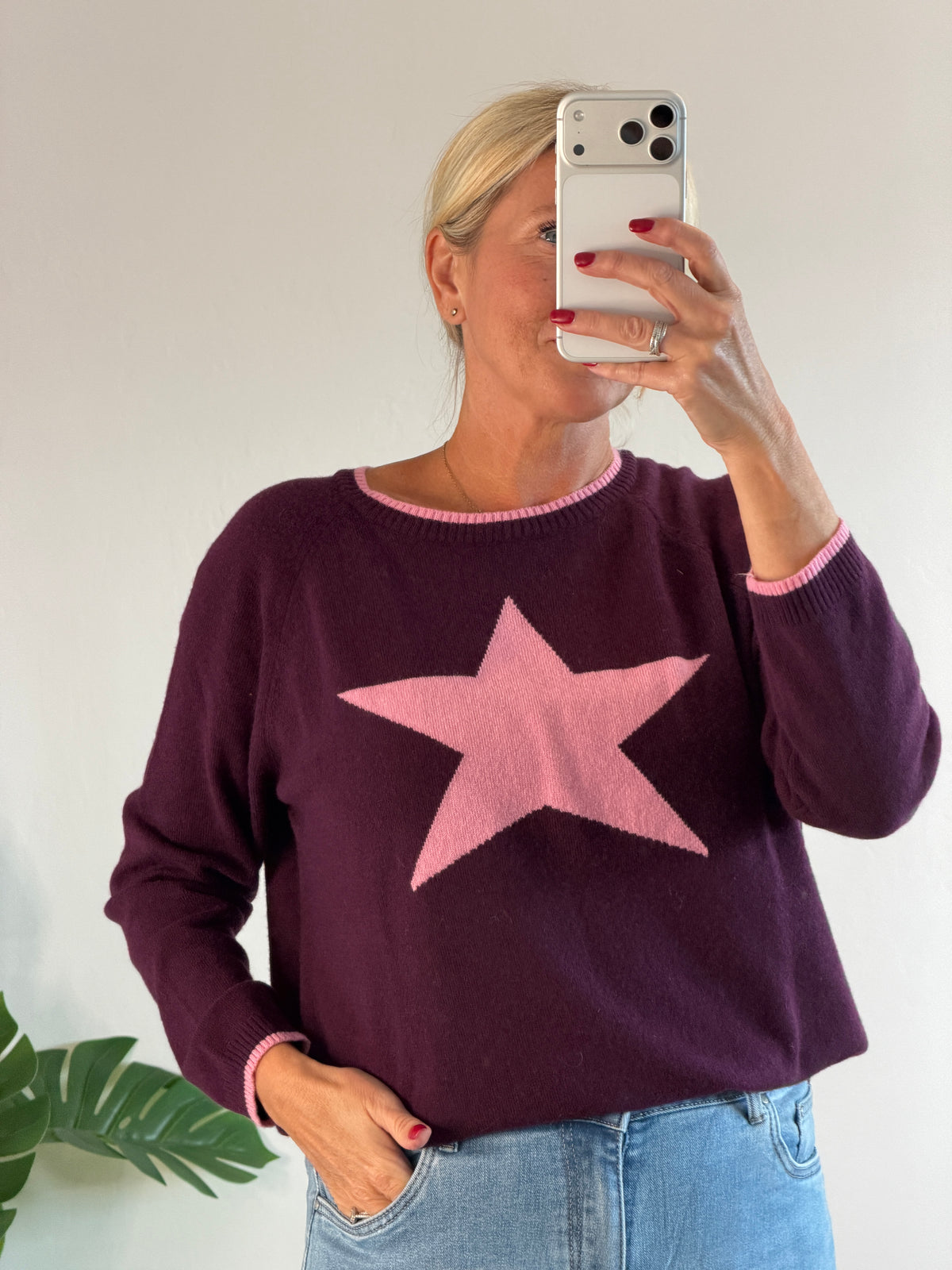 Plum/Pink Cashmere Mix Star Jumper